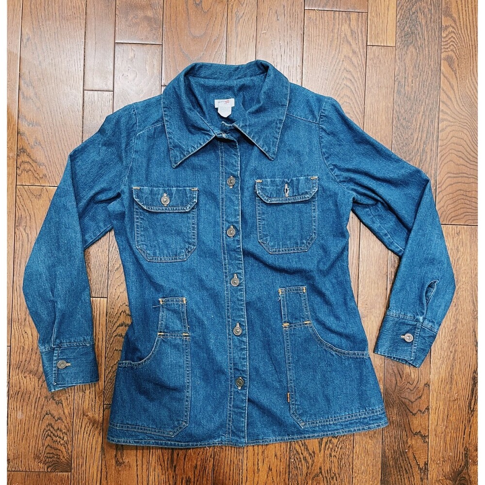VTG 70s 80s Levi’s orange tag denim jean shirt 100% cotton jacket Made USA Large